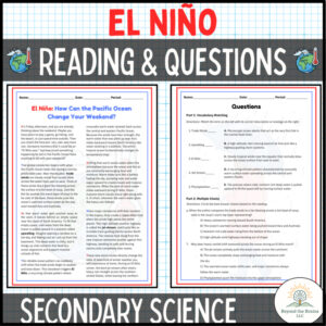 El Niño Reading Comprehension & Questions: Weather and Climate (HS Science Handout)