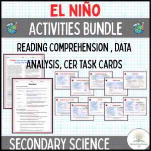 El Niño Activities Bundle: Reading Comprehension, Data Analysis & CER Task Cards
